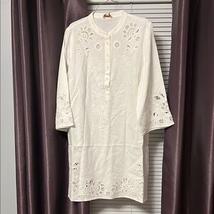 White Embroidered Tunic Dress